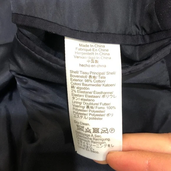 J Crew Thompson Blazer Size 40R Navy Blue Cotton Blend